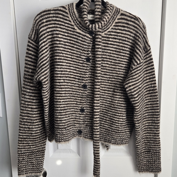 sweewë Sweaters - Striped Dark Brown and Cream Women's Cardigan